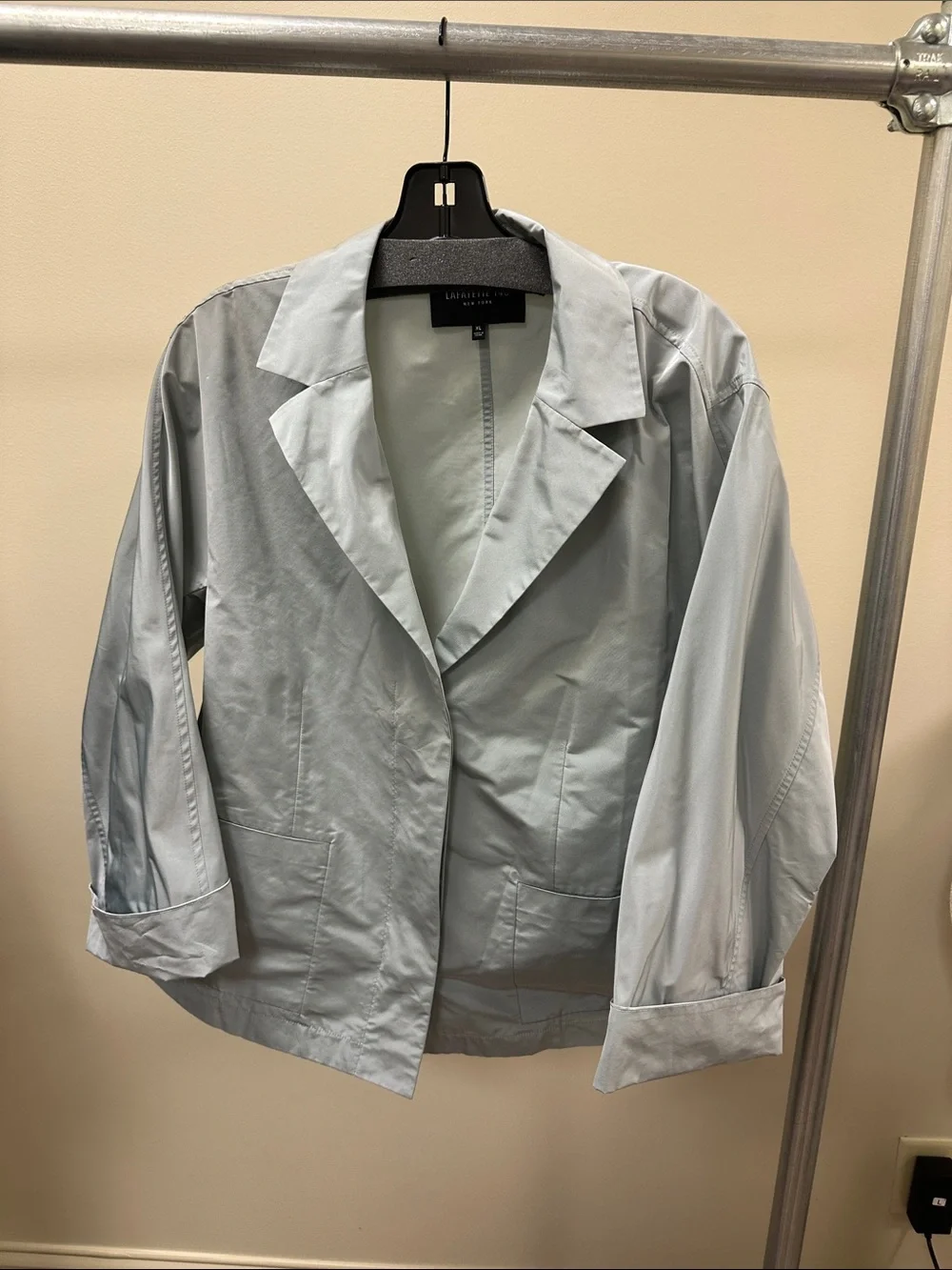 Lafayette 148 New York Pale Blue Relaxed Open-Front Blazer